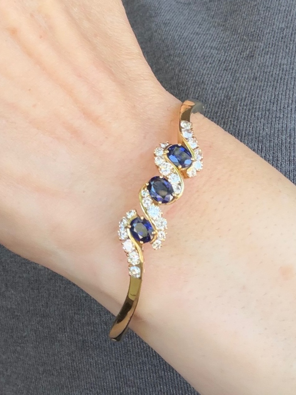 18K Gold Sapphire & Diamond Bracelet | 2.47 CTW Sapphire | 1.78 CTW Diamond | 7”